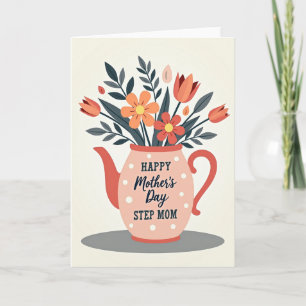 Polka Dot Teapot Floral Tribute Card