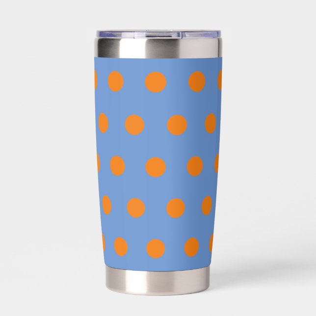 Polka Dot Thermal Tumbler (Denim Blue & Orange) (Front)
