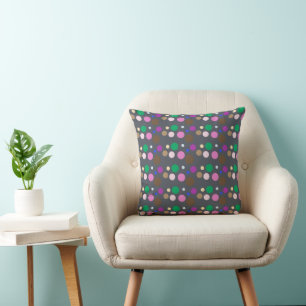 Polka Dot Throw Pillow with grey background