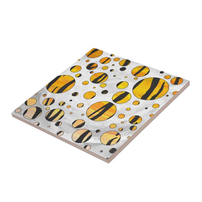 Polka Dot Tiger Black and Orange Print Ceramic Tile (Side)