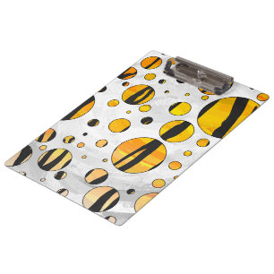 Polka Dot Tiger Black and Orange Print Clipboard