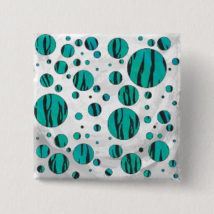 Polka Dot Tiger Black and Teal Print 15 Cm Square Badge