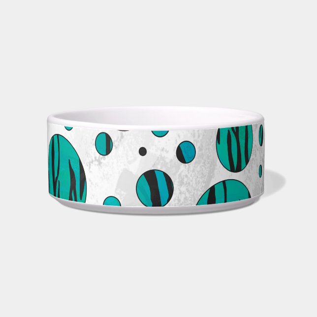 Polka Dot Tiger Black and Teal Print Bowl (Right)