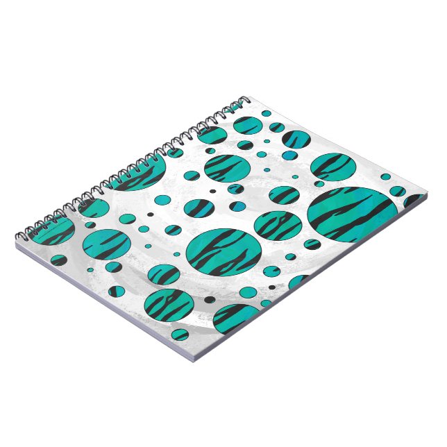 Polka Dot Tiger Black and Teal Print Notebook (Left Side)