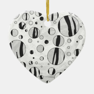 Polka Dot Tiger Black and White Print Ceramic Ornament