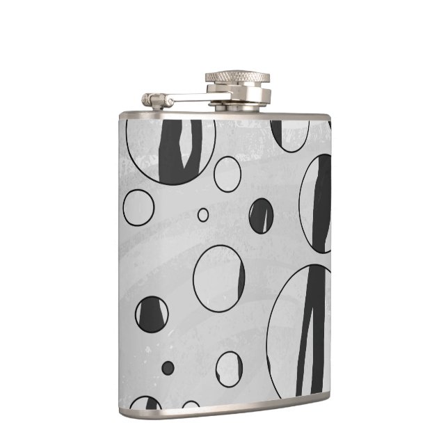 Polka Dot Tiger Black and White Print Hip Flask (Right)