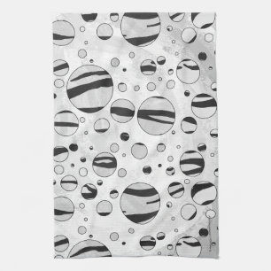 Polka Dot Tiger Black and White Print Tea Towel