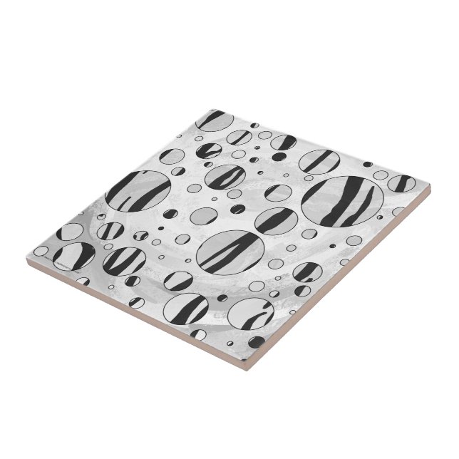 Polka Dot Tiger Black and White Print Tile (Side)