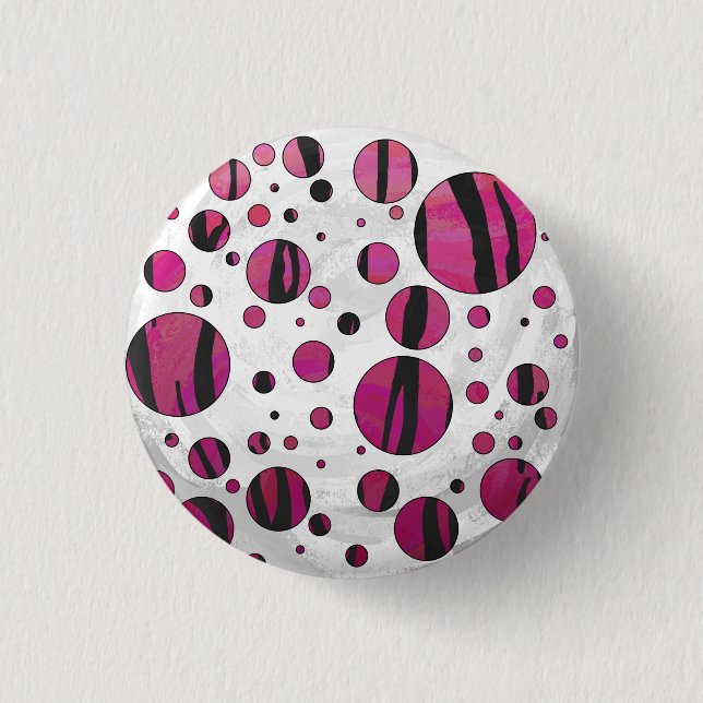 Polka Dot Tiger Hot Pink and Black Print 3 Cm Round Badge (Front)
