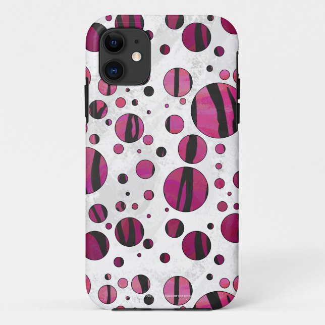 Polka Dot Tiger Hot Pink and Black Print Case-Mate iPhone Case (Back)