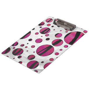 Polka Dot Tiger Hot Pink and Black Print Clipboard