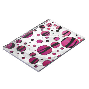 Polka Dot Tiger Hot Pink and Black Print Notebook