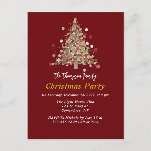 Polka Dot Tree Christmas Party Postcard (Front)