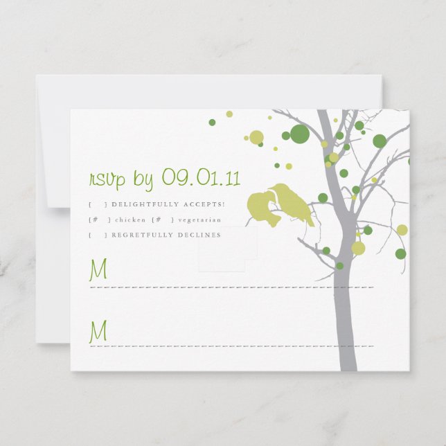 Polka Dot Tree with Love Birds RSVP Card (Front)