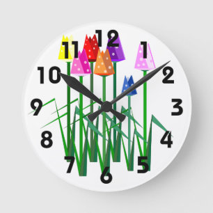 Polka Dot Tulips Clock