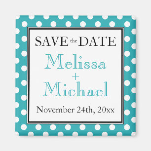 Polka Dot Turquoise Save the Date magnet