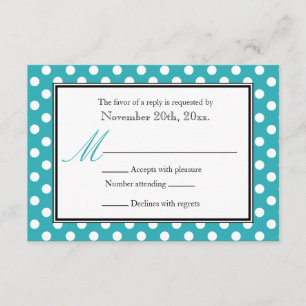 Polka Dot Turquoise & White RSVP Reply Cards