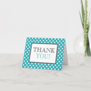 Polka Dot Turquoise & White Thank You Card