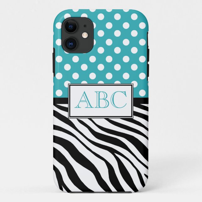 Polka Dot Turquoise & Zebra Print iPhone 5 Case (Back)