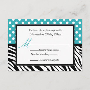 Polka Dot Turquoise & Zebra Print Reply Cards