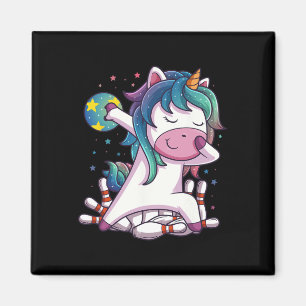 Polka Dot Unicorn Bowling Birthday Party Gift For Magnet