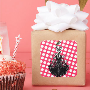 Polka Dot Vintage Retro Fashion Diva Square Sticker