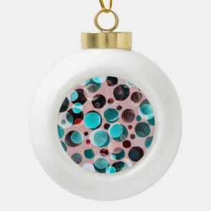 Polka dot watercolor, abstract pattern. ceramic ball christmas ornament