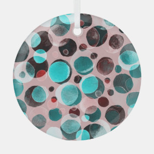 Polka dot watercolor, abstract pattern. glass tree decoration