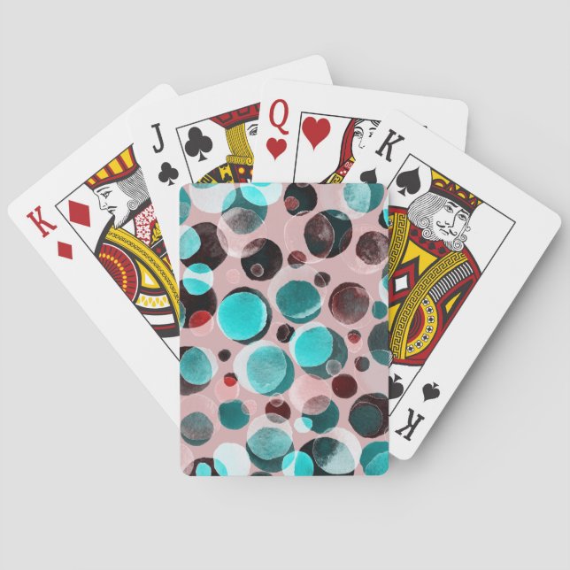 Polka dot watercolor, abstract pattern. playing cards (Back)