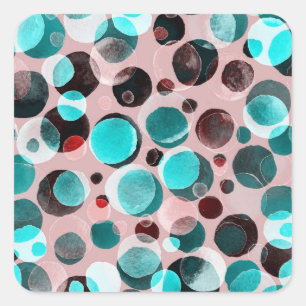 Polka dot watercolor, abstract pattern. square sticker