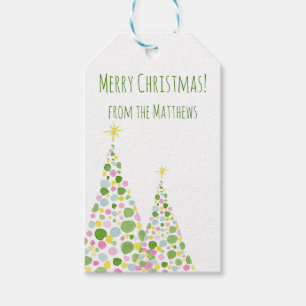 Polka Dot Watercolor Christmas Tree Gift Tags