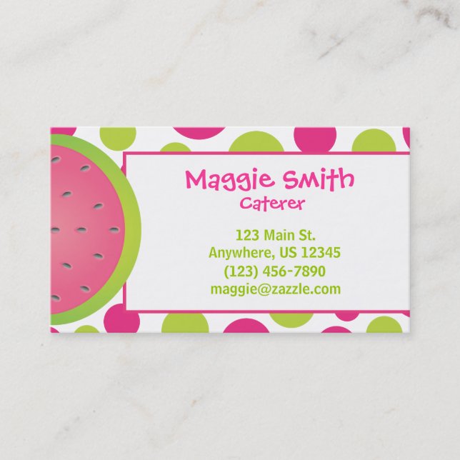 Polka Dot Watermelon Business Calling Card (Front)