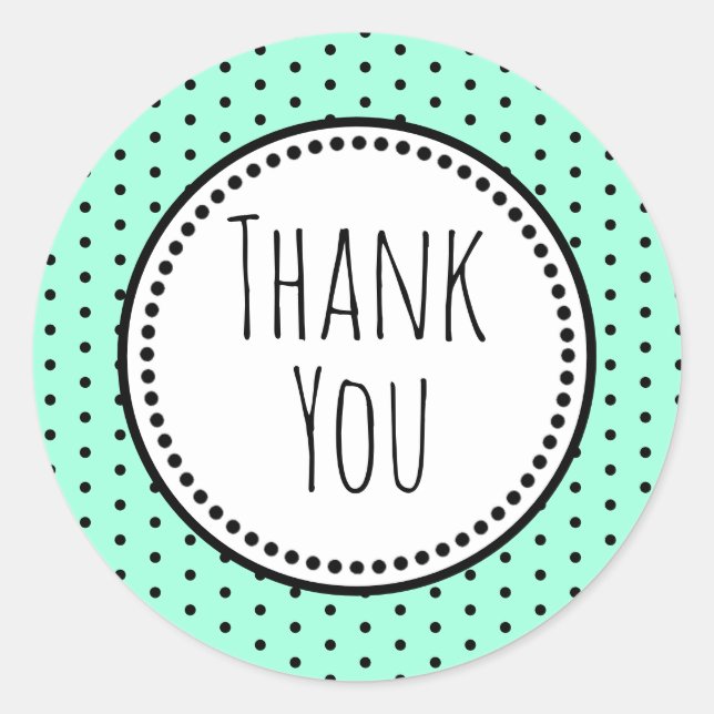 Polka Dot Whimsical Thank You Classic Round Sticker (Front)