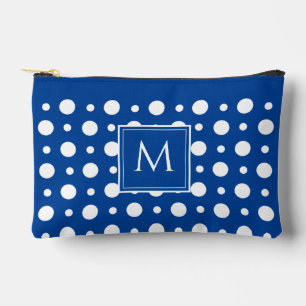 Polka Dot White Blue Accessory Pouch