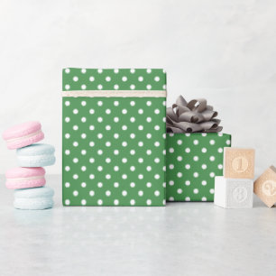 Polka Dot White Green  Wrapping Paper