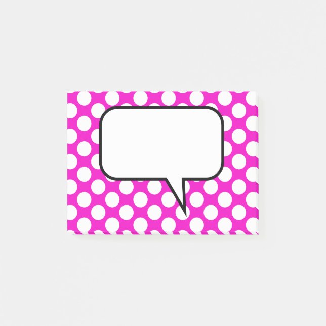 Polka Dot Word Balloon Custom Text Post-it Notes (Front)