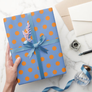 Polka Dot Wrapping Paper (Denim Blue & Orange)
