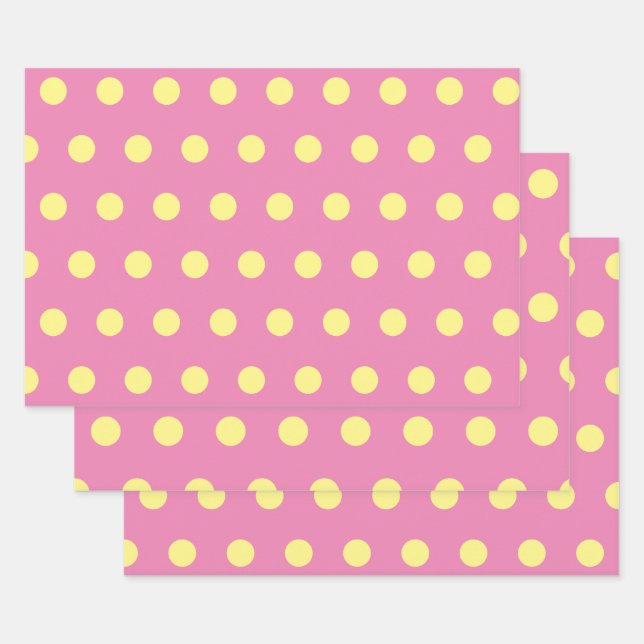 Polka Dot Wrapping Paper (Pink & Soft Yellow) (Set)
