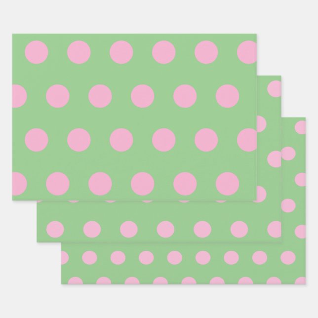 Polka Dot Wrapping Paper (Sage Green & Pastel Pink (Set)