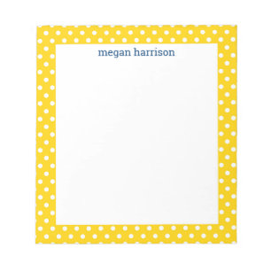 Polka Dot Yellow Personalised Notepad