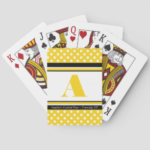 Polka Dot Yellow Personalised Playing Cards