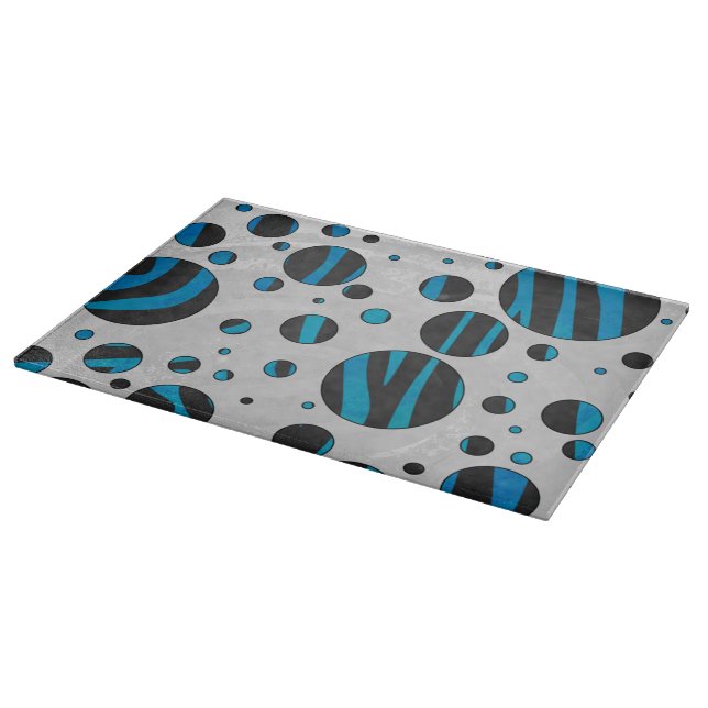 Polka Dot Zebra Black and Blue Pattern Cutting Board (Corner)