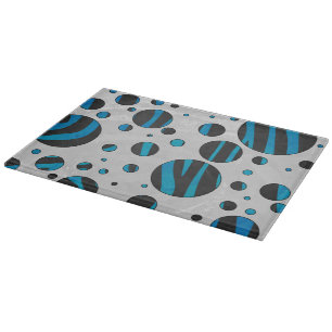 Polka Dot Zebra Black and Blue Pattern Cutting Board