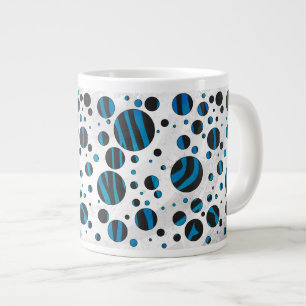 Polka Dot Zebra Black and Blue Pattern Large Coffee Mug