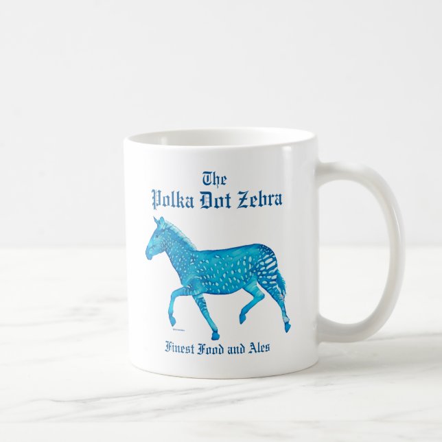 Polka Dot Zebra English Pub - Blue Coffee Mug (Right)