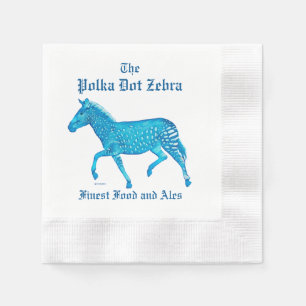Polka Dot Zebra English Pub - Blue Napkin