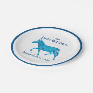 Polka Dot Zebra English Pub - Blue Paper Plate