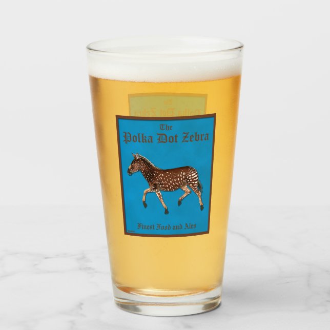 Polka Dot Zebra English Pub Glass (Front Filled)