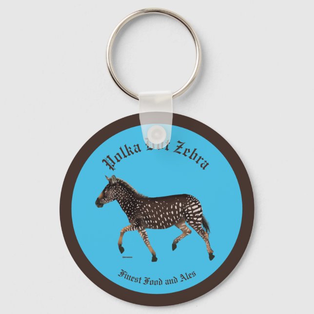 Polka Dot Zebra English Pub Key Ring (Front)