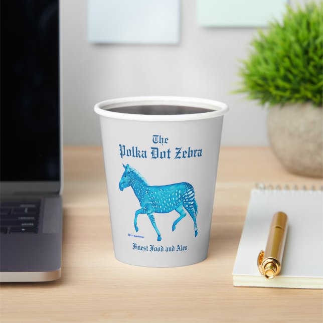 Polka Dot Zebra English Pub Paper Cups (Insitu)